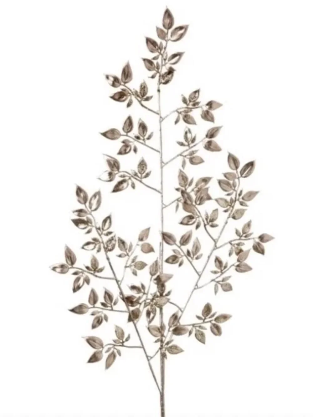Gold Glitter Mini Privet Leaf Beaded Textured Christmas Floral Stem Crafts